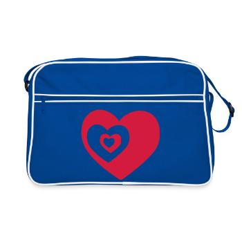 Herz Herz Herz - Retro Tasche - Blau/Weiß - Vorne