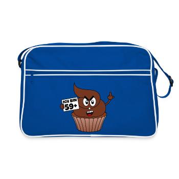 60. Geburtstag - Ich bin 59 + 1 - Kackcake - Retro Tasche - Blau/Weiß - Vorne