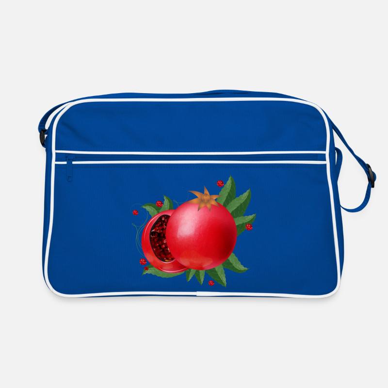 blood-red open pomegranates with leaves Retro Bag