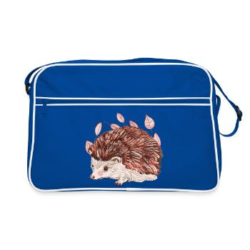 Autumn hedgehog with red fur accent - Retro Bag - blue/white - Front