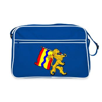 Lion with flag Overijssel province flag - Retro Bag - blue/white - Front