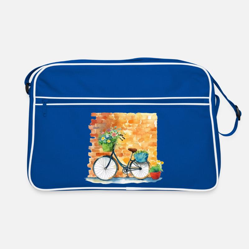 Fahrrad - Retro Tasche - Blau/Weiß