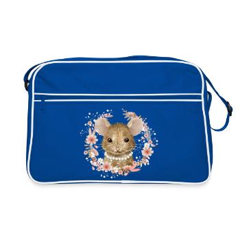 Fille souris avec des perles en couronne rose florale - Sac Retro - bleu/blanc - Devant