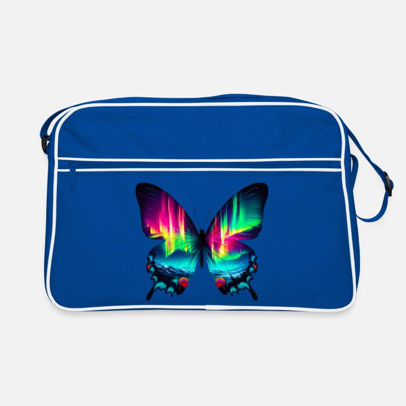 Schmetterling - Retro Tasche - Blau/Weiß