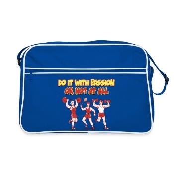 Passion Fitness Motivation Design - Sac Retro - bleu/blanc - Devant