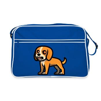 Beagle Hund Halloween Zombie - Retro Tasche - Blau/Weiß - Vorne