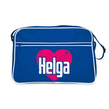 I Love Helga Pinkes Herz Ich liebe Helga - Retro Tasche - Blau/Weiß - Vorne