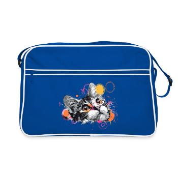 Cat Head Color Explosion - Retro Bag - blue/white - Front
