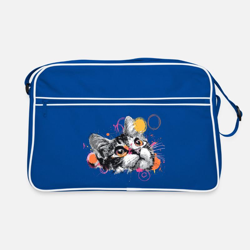 Katzenkopf Farbexplosion Retro Tasche
