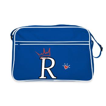Letter r crown heart - Retro Bag - blue/white - Front