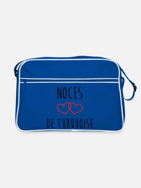 Turquoise Wedding 18 Years of Marriage - Retro Bag - blue/white - Front