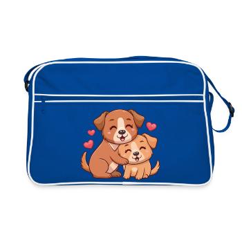 Illustration de deux cœurs câlins - Sac Retro - bleu/blanc - Devant
