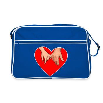 Holding hands heart - Retro Bag - blue/white - Front