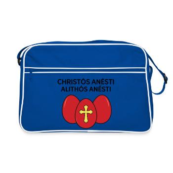 Christos Anesti Alithos Anesti Greek Easter Egg - Retro Bag - blue/white - Front