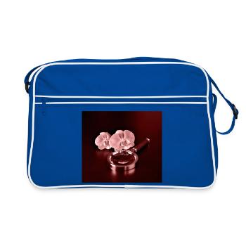 Fleurs d’orchidée et loupe - Sac Retro - bleu/blanc - Devant
