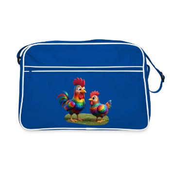 Coq avec poule - Sac Retro - bleu/blanc - Devant