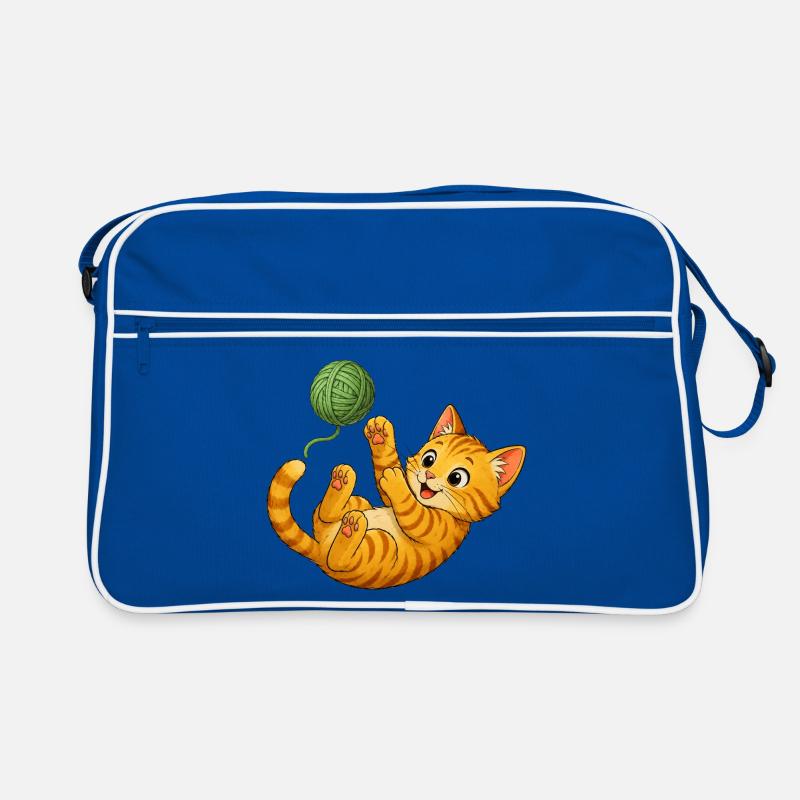 Kitten playing with wool Retro Bag
