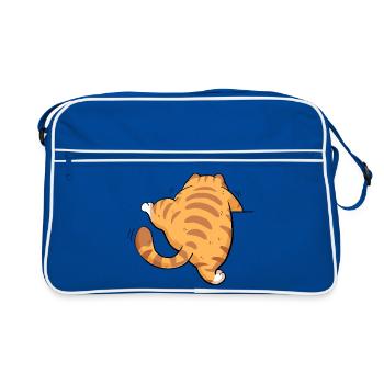 Rückansicht getigertes Kätzchen - Retro Tasche - Blau/Weiß - Vorne