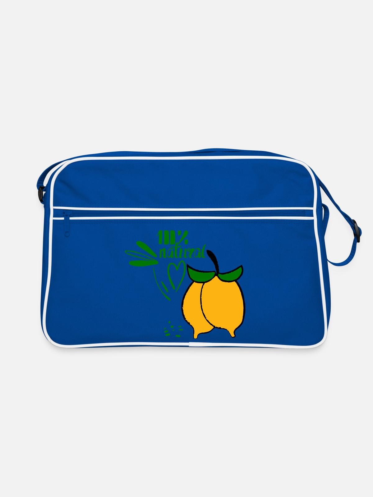 Zitronen - Retro Tasche - Blau/Weiß - Vorne