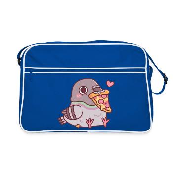 Un pigeon potelé adore la pizza - Sac Retro - bleu/blanc - Devant