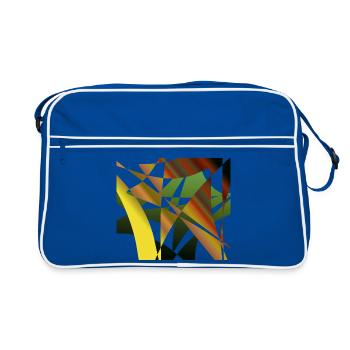 Abstrakte Fragmente Grüner Ocker - Retro Tasche - Blau/Weiß - Vorne