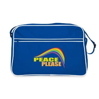PEACE PLEASE with Rainbow - Retro Tasche - Blau/Weiß - Vorne