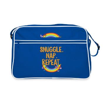 Nickerchenhemd, Milchkuscheln Nickerchen wiederholen, lustig - Retro Tasche - Blau/Weiß - Vorne