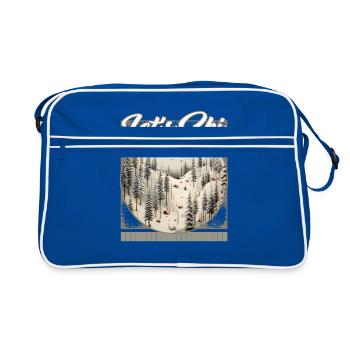 Let’s Ski Alpine Ski Forest Snow Stuck Skis Bird - Retro Bag - blue/white - Front
