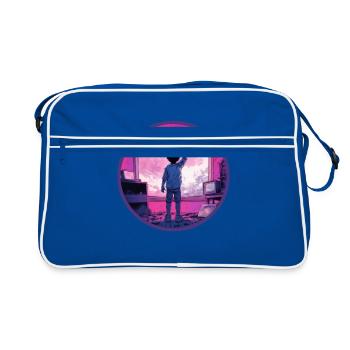 Static TV Anime Boy Vaporwave Pink Blue Gradient - Retro Bag - blue/white - Front