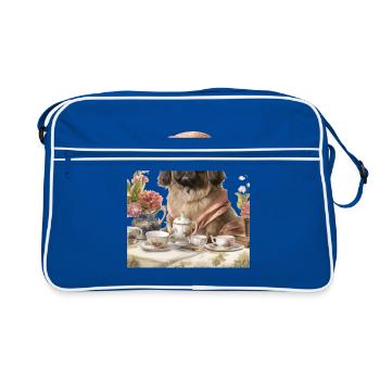 Pekingese Dog Cottagecore Victorian Tea Garden - Retro Bag - blue/white - Front