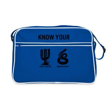 Wüstenhemd, kenne deinen Tierreich-Kaktus - Retro Tasche - Blau/Weiß - Vorne