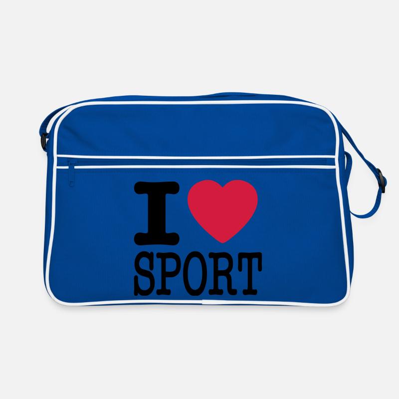 Ich liebe Sport - Retro Tasche - Blau/Weiß