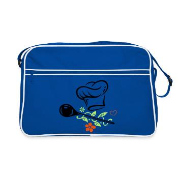 Cuillère en bois - Sac Retro - bleu/blanc - Devant
