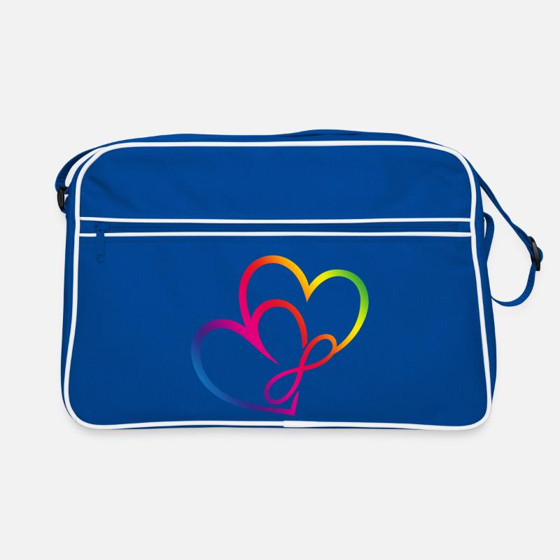 Zwei Herzen Regenbogen Infinity Love CSD LGBT - Retro Tasche - Blau/Weiß