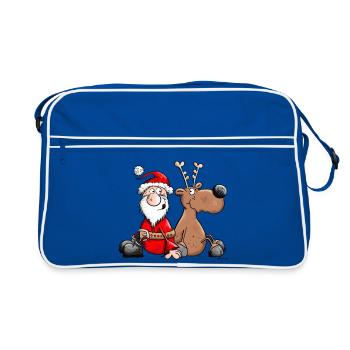 Weihnachts Dreamteam - Retro Tasche - Blau/Weiß - Vorne