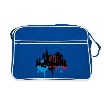 Großstadt stencil art New York City Graffiti - Retro Tasche - Blau/Weiß - Vorne