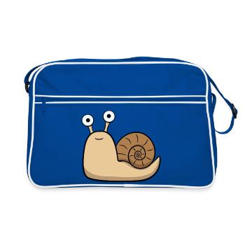 Cute Little Snail with House Cartoon - Retro Bag - blue/white - Front