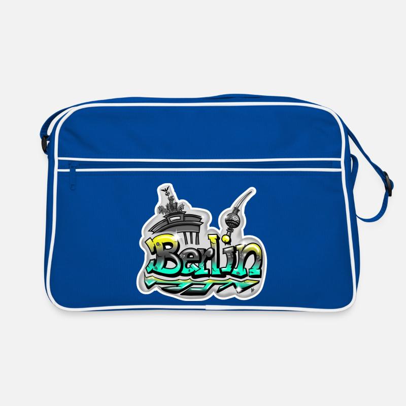 Berlin Schriftzug Graffiti - Retro Tasche - Blau/Weiß