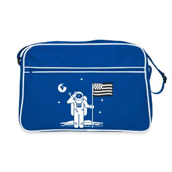 T Shirt drapeau Breton humour bretagne drôle lune - Sac Retro - bleu/blanc - Devant