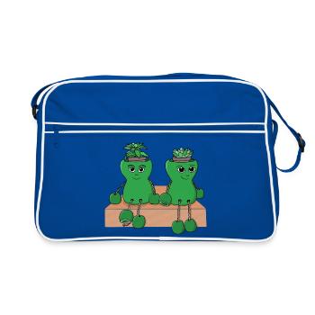 Adorables pots de plantes succulentes - Sac Retro - bleu/blanc - Devant
