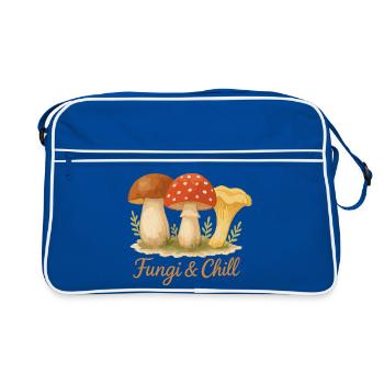 Fungi & Chill - Retro Tasche - Blau/Weiß - Vorne