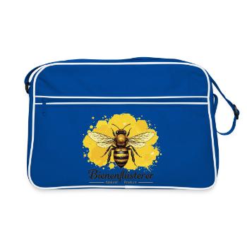 Biene mit Honigwaben Design Imker Imkerin - Retro Tasche - Blau/Weiß - Vorne