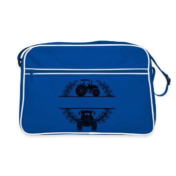 Vue latérale et frontale du tracteur en couronne de blé - Sac Retro - bleu/blanc - Devant