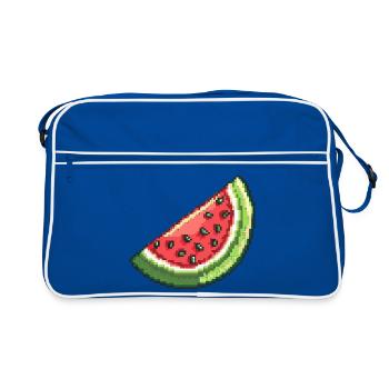 Pixel Wassermelone Slice - Retro Tasche - Blau/Weiß - Vorne
