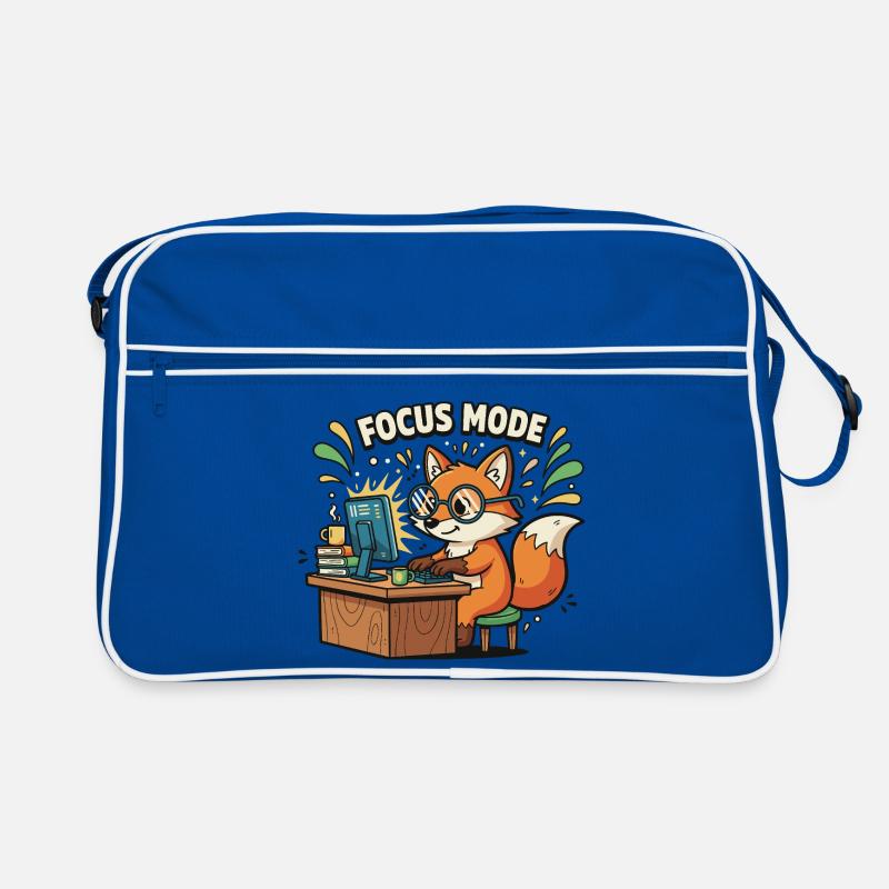 Fokusmodus Fuchs am Computer Retro Tasche