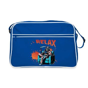 Détends-toi, squelette dans le fauteuil - Sac Retro - bleu/blanc - Devant