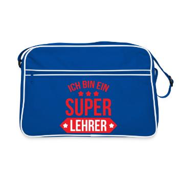 Super Maître d'École Étoiles et Bannière Scolaire - Sac Retro - bleu/blanc - Devant