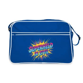 Superheld In Zivil Superhero Superhelden Kostüm - Retro Tasche - Blau/Weiß - Vorne