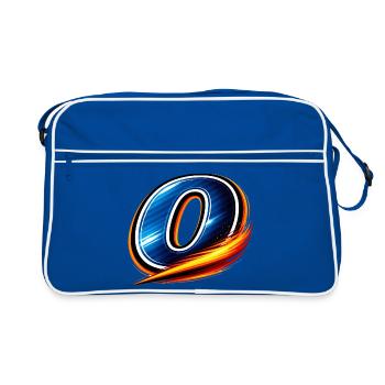 Stylisches Nummer 0 Motiv im sportlichen Look - Retro Tasche - Blau/Weiß - Vorne