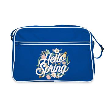 Hello Spring – Spring Flowers & Bees T-Shirt - Retro Bag - blue/white - Front